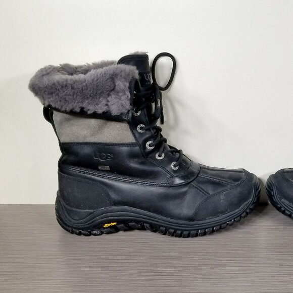 UGG Adirondack II 1906 Waterproof Boots Black Leather & Sheepskin Women Size 9 - Picture 6 of 16